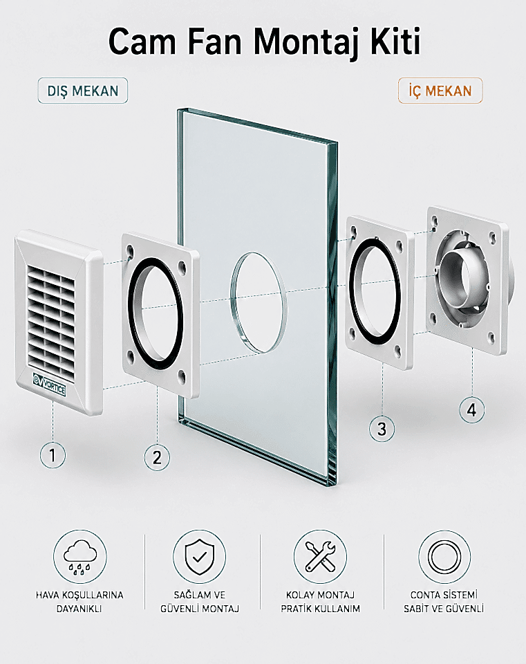 Vortice Punto M 100 Banyo Fanı + Cam Montaj Kiti